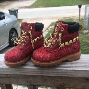 Custom glitter timberland boots size 4c timbs